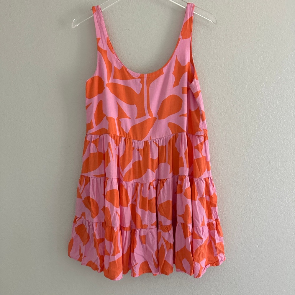 Mister Zimi Pink and Orange Tiered Mini Dress